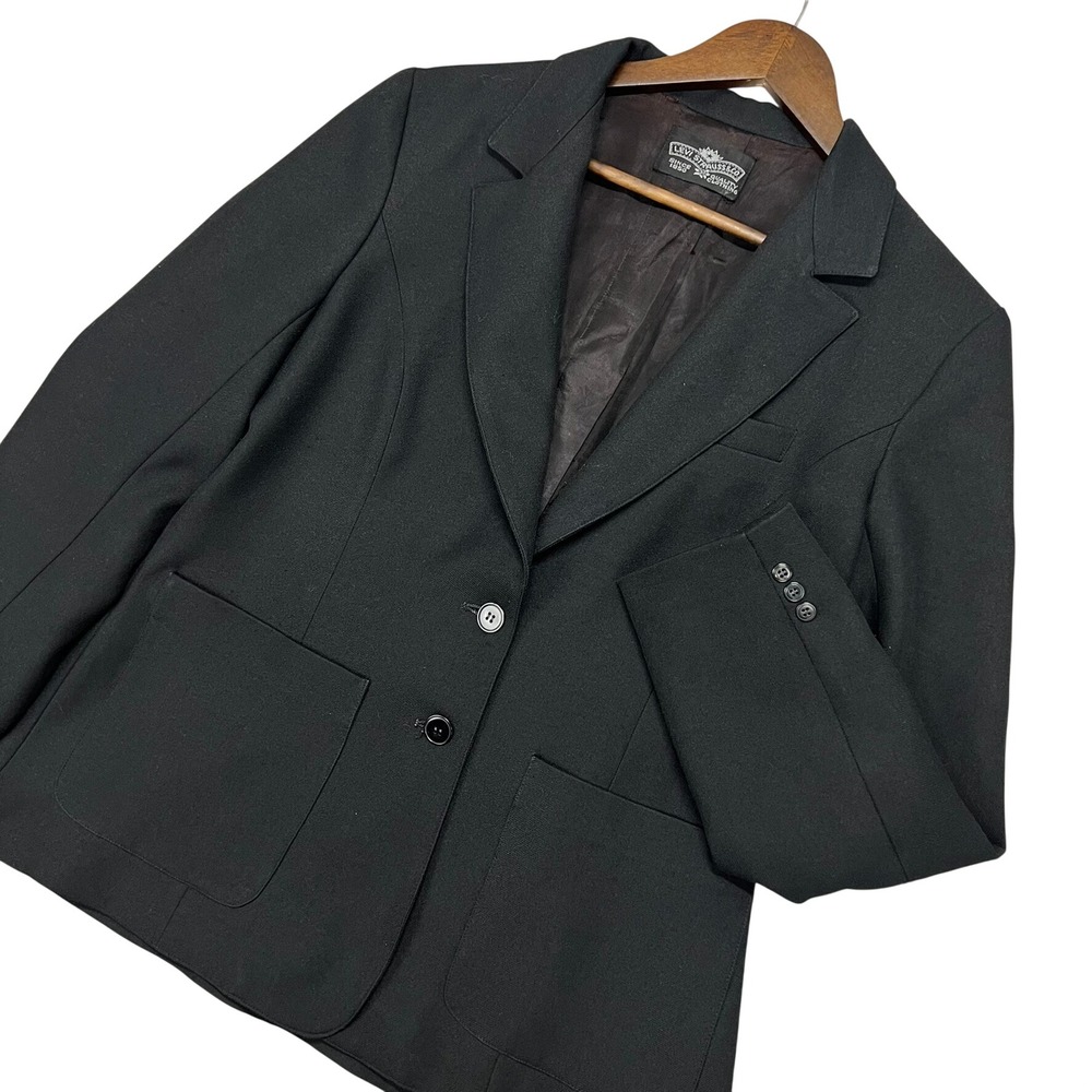 Vintage 90's Levi's Womens Black Blazer Jacket Suit‎ Coat Size L Retro Academia